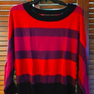 Fever large pink/red block striped sweater